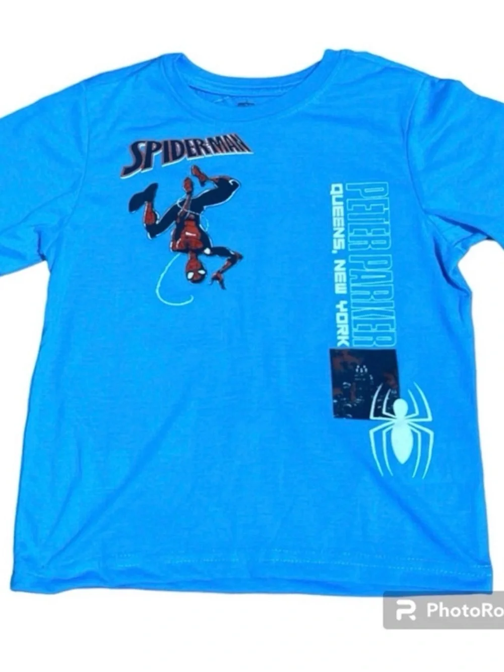 Marvel Spider-Man Boys Blue Graphic T-Shirt Peter Parker Queens NY 7